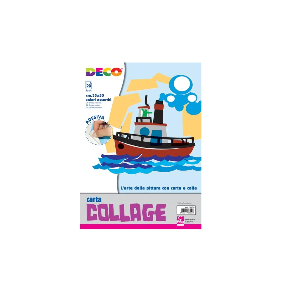 Album collage 700/20 - 35 x 50 cm - 20 fogli - carta rasata adesiva - colori assortiti - DECO