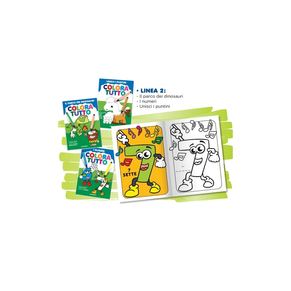 Album da colorare - 24 facciate - fantasie dinosauri, numeri - Blasetti