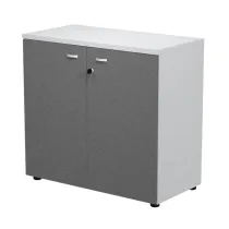 Armadio basso con ante Essence - con serratura - 90 x 46 x 85 cm - bianco/antracite