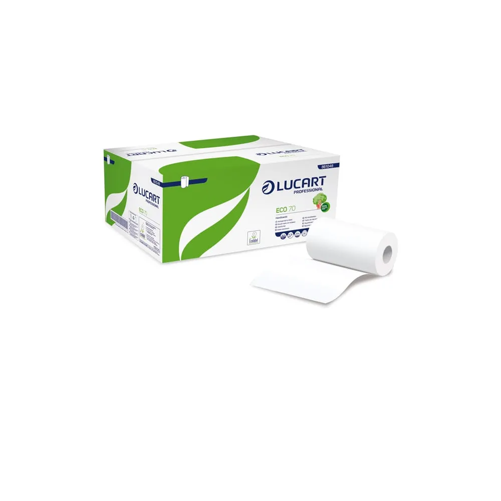 Asciugamani in rotolo Eco 70 - Mini - 2 veli - goffratura micro+ - 18,5 gr - diametro 13 cm - 22,8 cm x 70 mt - bianco - Lucart
