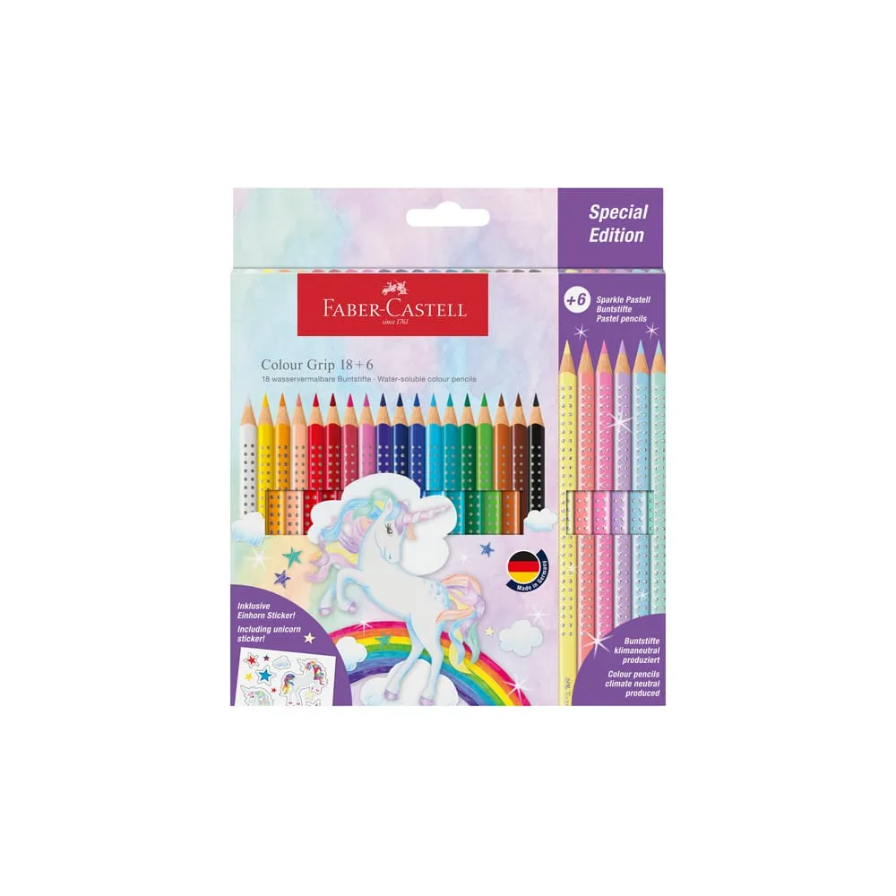 Astuccio 18 matite Colour Grip + 6 matite Sparkle - colori assortiti - Faber-Castell