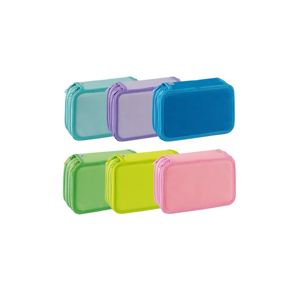 Astuccio 3 Zip Neon & Pastel - 13 x 20 x 7,5 cm - colori assortiti - Favorit