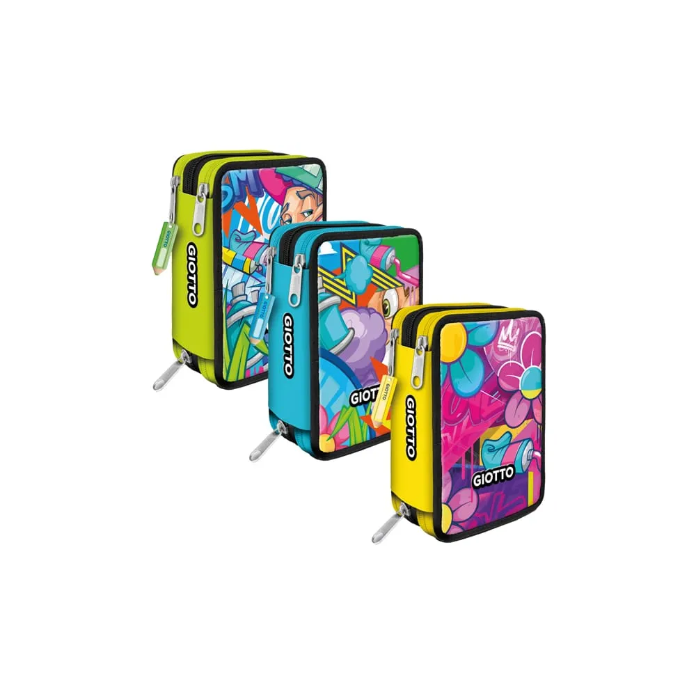 Astuccio 3 zip Young Street collection - 19,5 x 7,5 x 12,9 cm - PL - fantasie assortite - Giotto