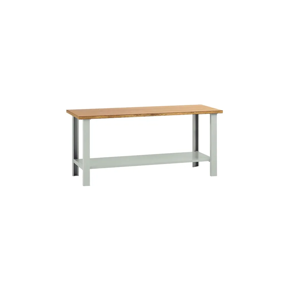 Banco da lavoro - senza cassetti - 200 x 75 x 90 cm - grigio/legno - Tecnotelai