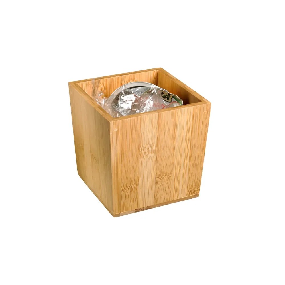 Barattolo portarifiuti da tavola - 11 x 11 x 11 cm - bamboo - Leone