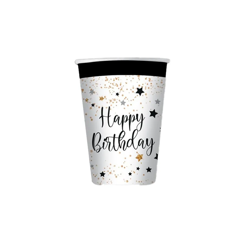 Bicchiere Happy Birthday - 200 ml - carta - Big Party - conf. 8 pezzi
