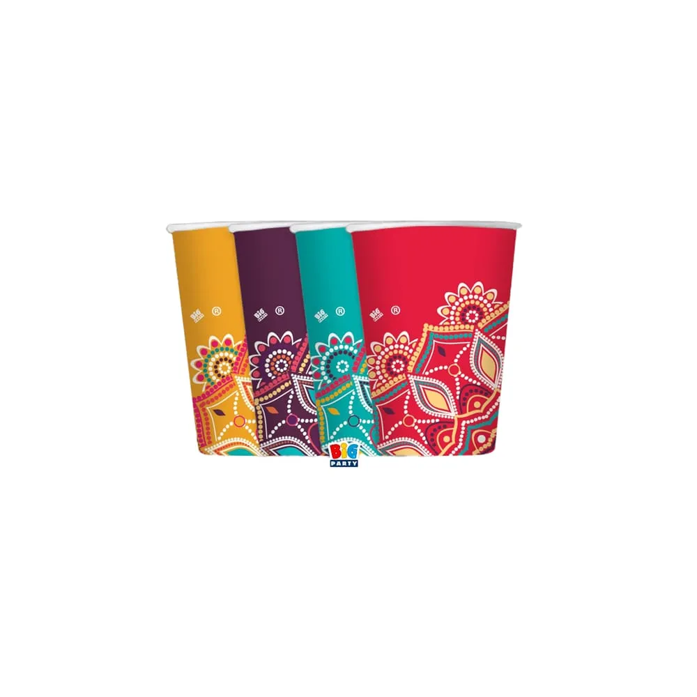 Bicchiere Mandala - 200 ml - carta - Big Party - conf. 8 pezzi