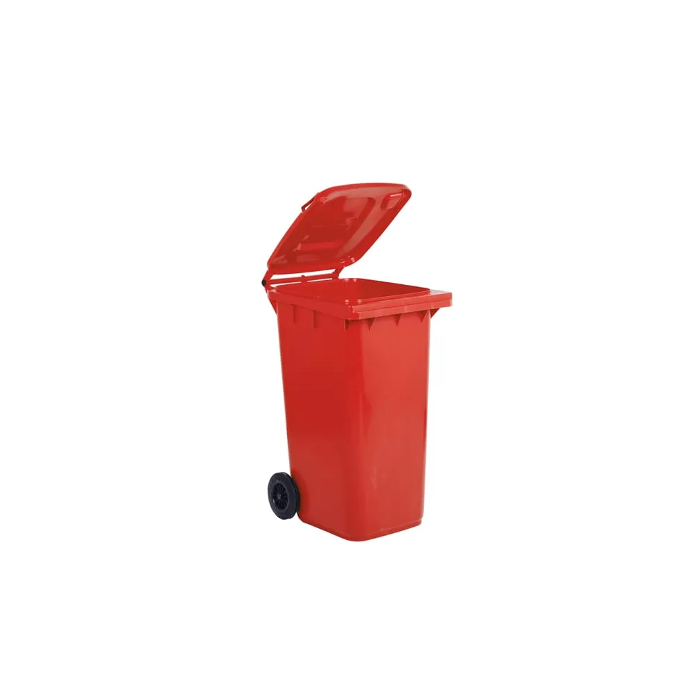 Bidone carrellato per raccolta differenziata - 240 L - rosso - Mobil Plastic