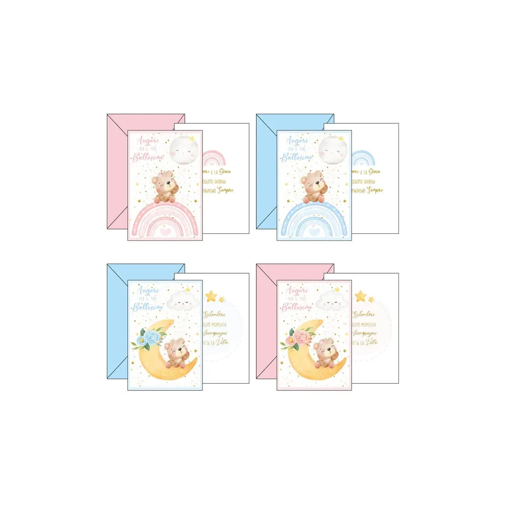 Biglietto auguri Battesimo - 11,7 x 17 cm verticale - 4 soggetti assortiti - Kartos