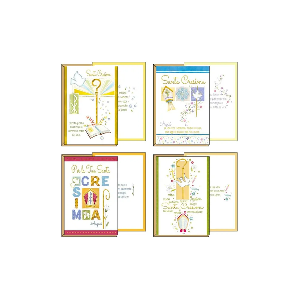 Biglietto auguri Cresima - 11,7 x 17 cm - 4 soggetti assortiti - Kartos