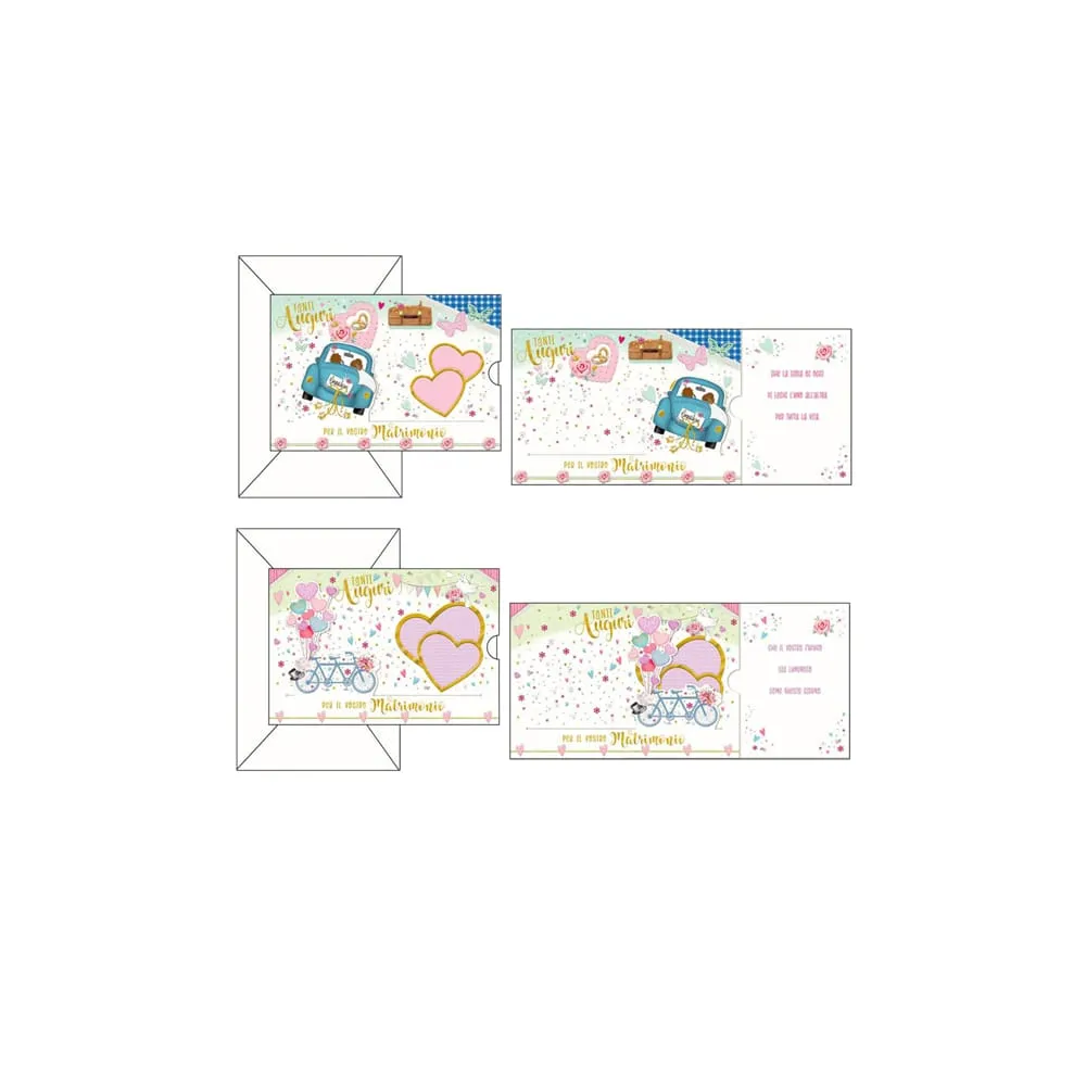 Biglietto auguri Matrimonio - 11,7 x 17 cm - 4 soggetti assortiti - Kartos