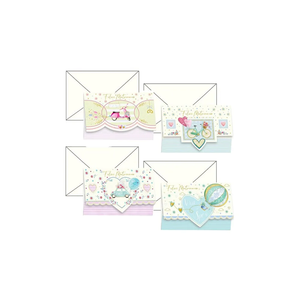 Biglietto auguri portasoldi Matrimonio - 11,7 x 17 cm - 4 soggetti assortiti - Kartos