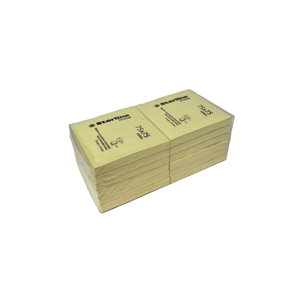 Blocchetto biglietti adesivi - giallo - 75 x 75mm - 70gr - 100 fogli - Starline