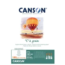 Blocco collato lato corto "C" Ã  grain - A3 - 180 gr - 30 fogli - Canson
