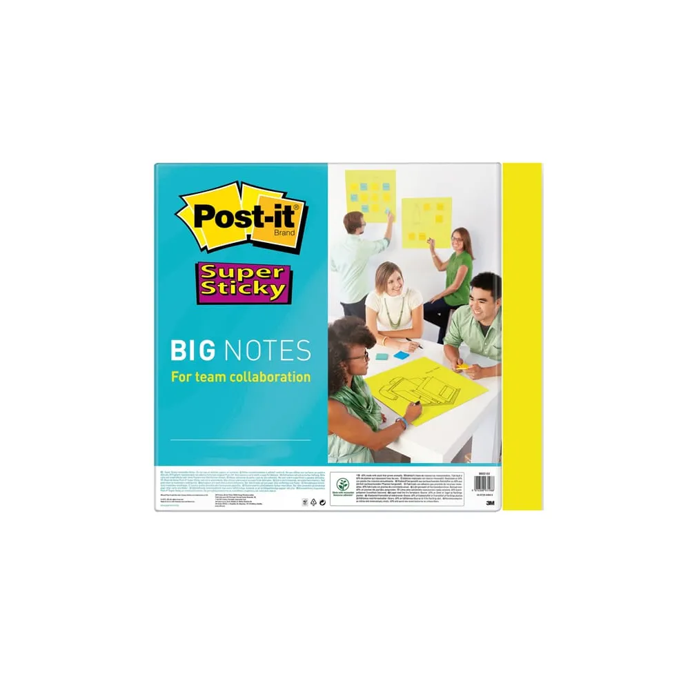 Blocco di fogli Super Sticky Big Notes - BN11-EU - 279 x 279 mm - giallo neon - 30 fogli - Post-it