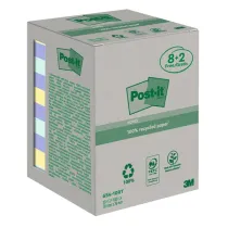 Blocco foglietti Post-it - 654-RCP10 - 76 x 76 mm - carta riciclata - colori pastel - 100 fogli - Post-it - conf. 10 pezzi