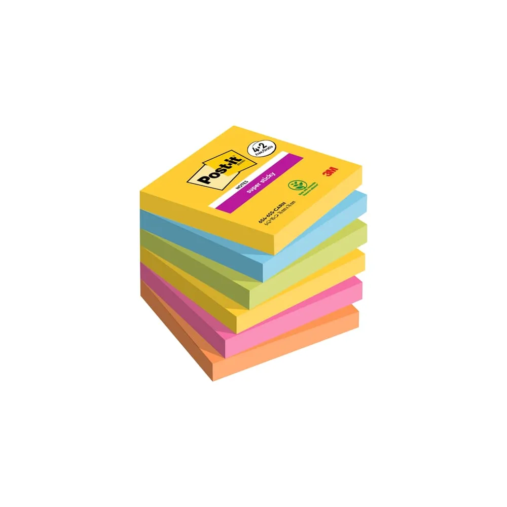 Blocco foglietti Post-it Super Sticky Carnival - 76 x 76 mm - 90 fogli - Post-it - conf. 6 blocchi