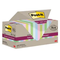 Blocco foglietti Post-it SuperSticky Green - SSCOL14+4 - 76 x 76 mm - carta riciclata - colori pastello assortiti - 70 fogli - 