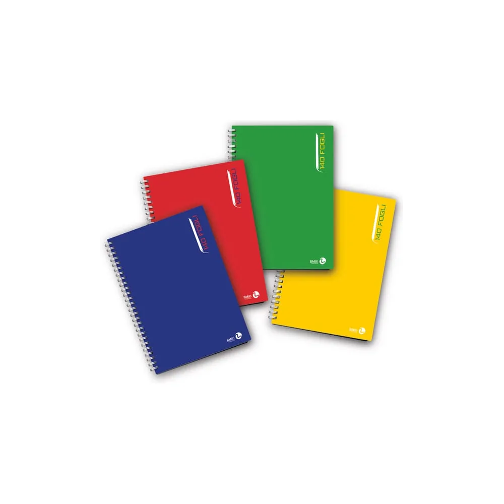 Blocco notes - spiralato sul lato lungo - 1 rigo - 22,3 x 29,7cm - 80gr - 140 fogli - BM