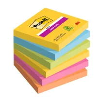 Blocco Post-it Super Sticky - 654-6SS-CARN - 76 x 76 mm - colori Carnival - 90 fogli - Post-it - conf- 6 pezzi
