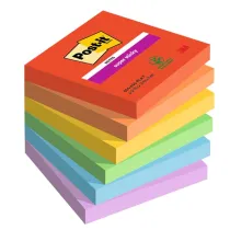 Blocco Post-it Super Sticky - 654-6SS-PLAY - 76 x 76 mm - colori Playful - 90 fogli - Post-it - conf. 6 pezzi