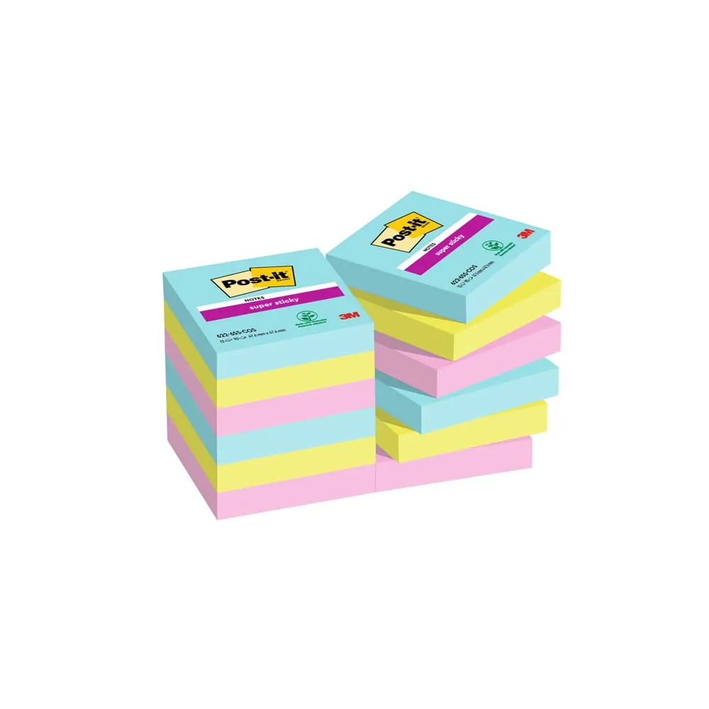 Blocco Post-it Super Sticky - 655-6SS-PLAY - 47,6 x 47,6 mm - colori Cosmic - 90 fogli - Post-it - conf. 12 pezzi