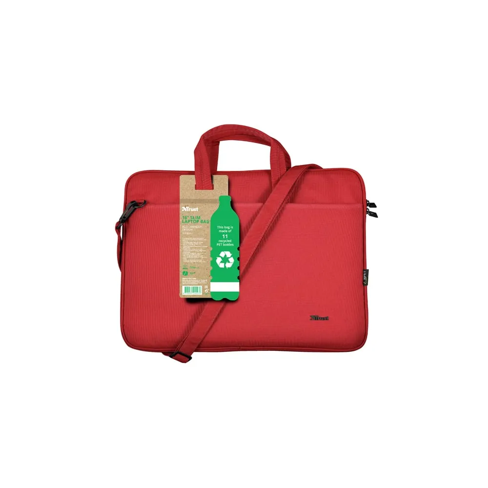 Borsa per notebook - Bologna - ecocompatibile - da 16" - rosso - Trust