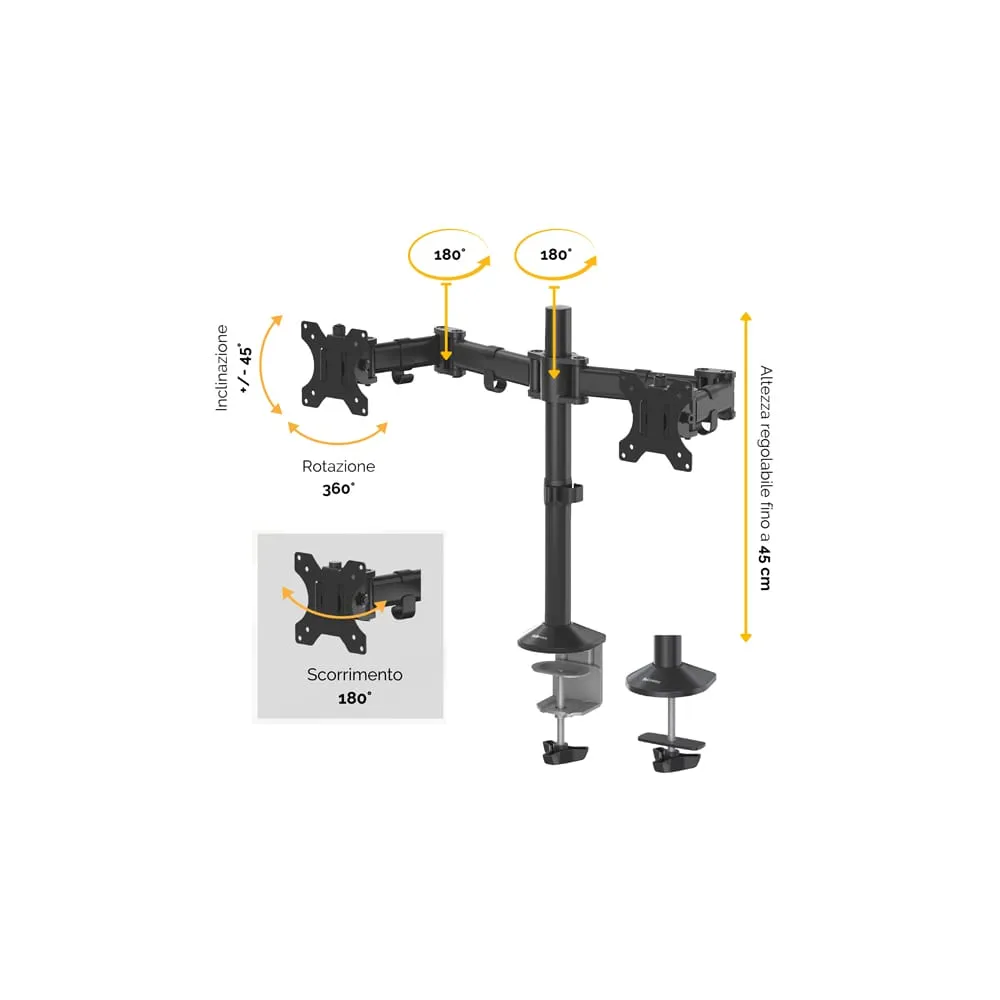 Bracci porta monitor Reflex Series - doppio - 55x11,6x72,6cm - Fellowes
