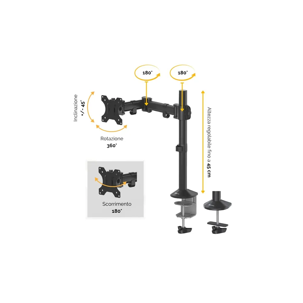 Bracci porta monitor Reflex Series - singolo - 55x11,6x49cm - Fellowes