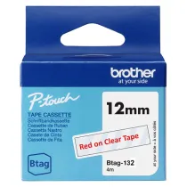 Brother - Nastro adesivo - Rosso/Trasparente - 12mm x 4mt - BTAG132