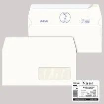 Busta a sacco Kami Strip - con finestra - 11 x 23 cm - 100 gr - carta riciclata FSC - bianco - Pigna Envelopes - conf. 500 pezz