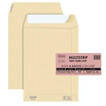 Busta a sacco Multi Strip - strip adesivo - 19 x 26 cm - 100 gr - carta riciclata FSC - avana - Pigna Envelopes - conf. 500 pez