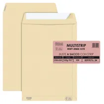 Busta a sacco Multi Strip - strip adesivo - 25 x 35,3 cm - 100 gr - carta riciclata FSC - avana - Pigna Envelopes - conf. 500 p