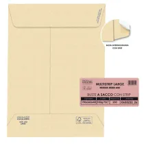 Busta a sacco Multi Strip Large - soffietti laterali - strip adesivo - 19 x 26 x 4 cm - 100 gr - carta riciclata FSC  - avana -