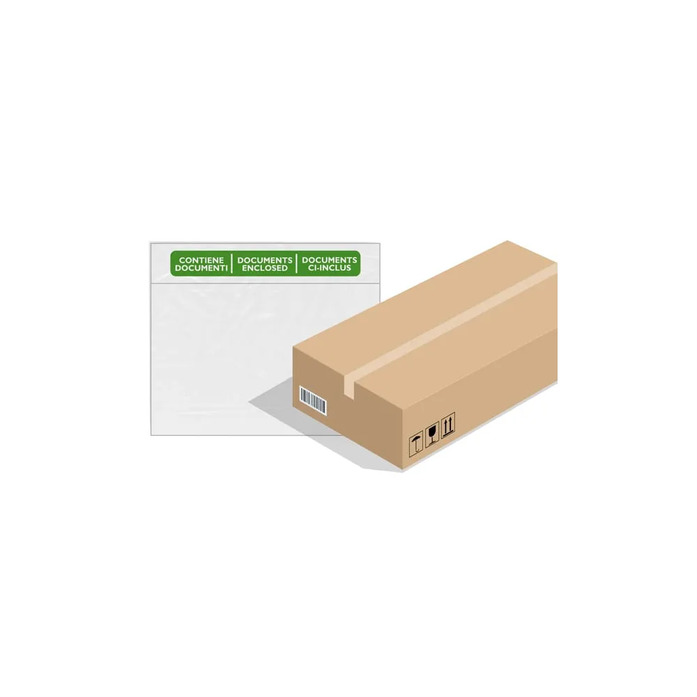 Busta adesiva Speedy Doc - con stampa "contiene documenti" - C5 (23 x 16,5 cm) - PPL/PE - trasparente - Favorit - conf. 1000 pe