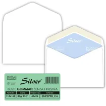 Busta Busta Silver Matic FSC - senza finestra - gommata - 11,4 x 16,2 cm - 80 gr -  bianco - Pigna Envelopes - conf. 25 pezzi