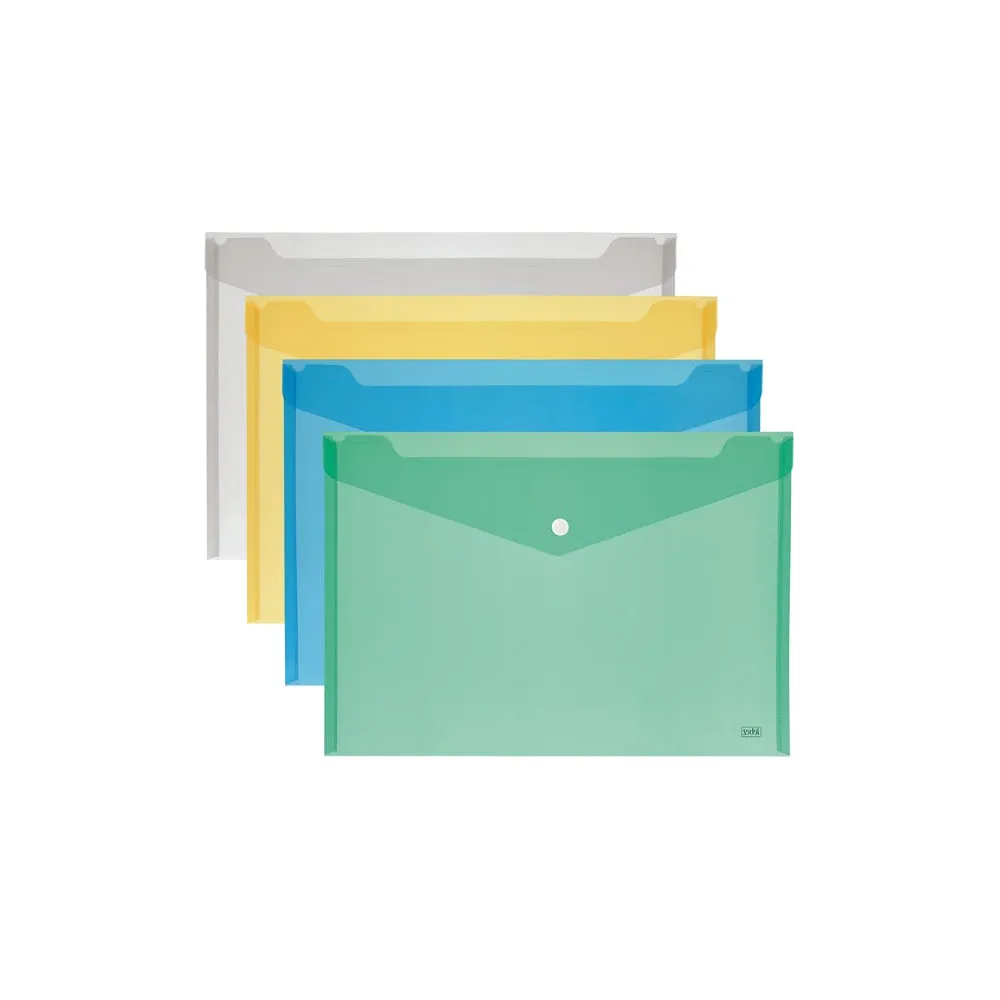 Busta con bottone - A4 - PP - colori assortiti - Lebez