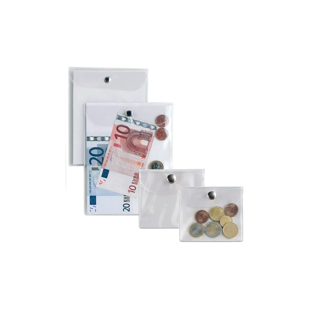 Busta con bottone Press 2E - PVC - 9,5 x 12 cm - trasparente - Sei Rota