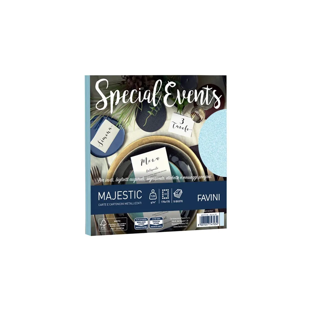 Busta Special Events - 170 x 170 mm - 120 gr - azzurro - Favini - conf. 10 buste