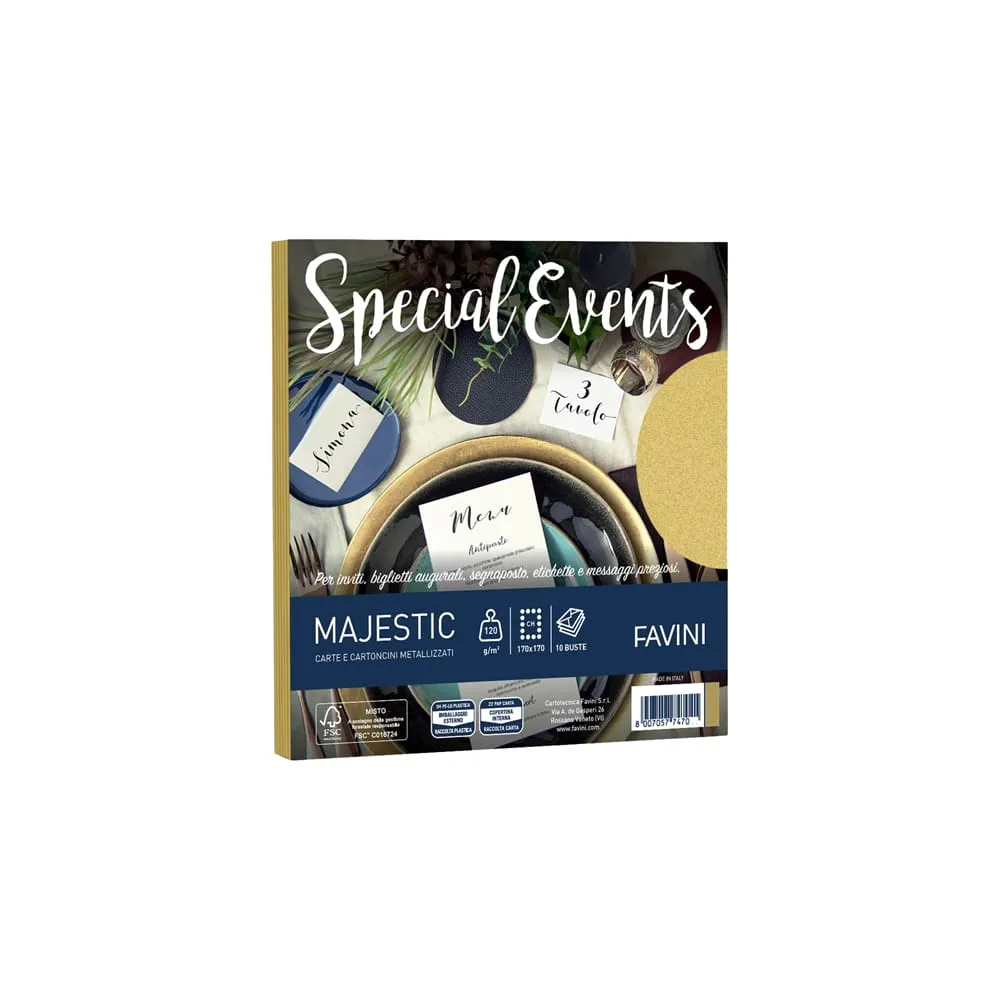 Busta Special Events - 170 x 170 mm - 120 gr - oro - Favini - conf. 10 buste