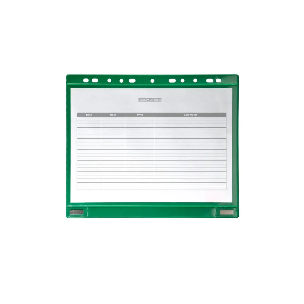 Buste forate - per supporti magnetici ad anelli - A4 - verde - Djois - conf. 5 pezzi