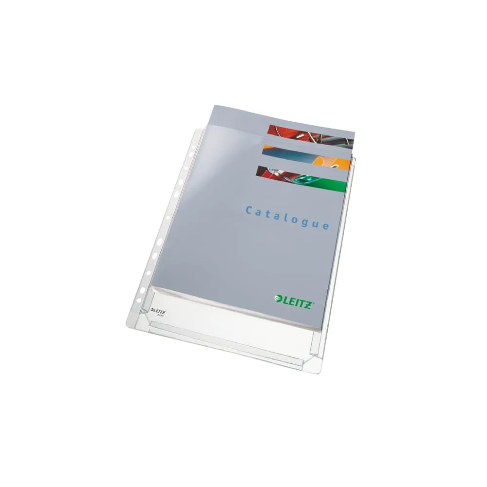 Buste forate con soffietto - 22 x 30 cm - PVC - trasparente - Leitz - conf. 10 pezzi