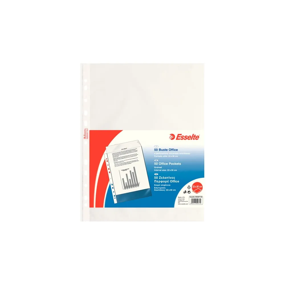 Buste forate CopySafe - Office - buccia - 22 x 30 cm - trasparente - Esselte - conf. 50 pezzi