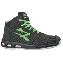 Calzatura di sicurezza Hard S3 SRC - pelle idrorepellente - numero 47 - grigio scuro/verde - U-Power