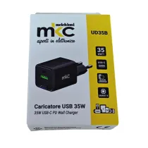Caricatore USB -  35W -  1 USB-C + 1 USB-A - Nero - MKC Melchioni