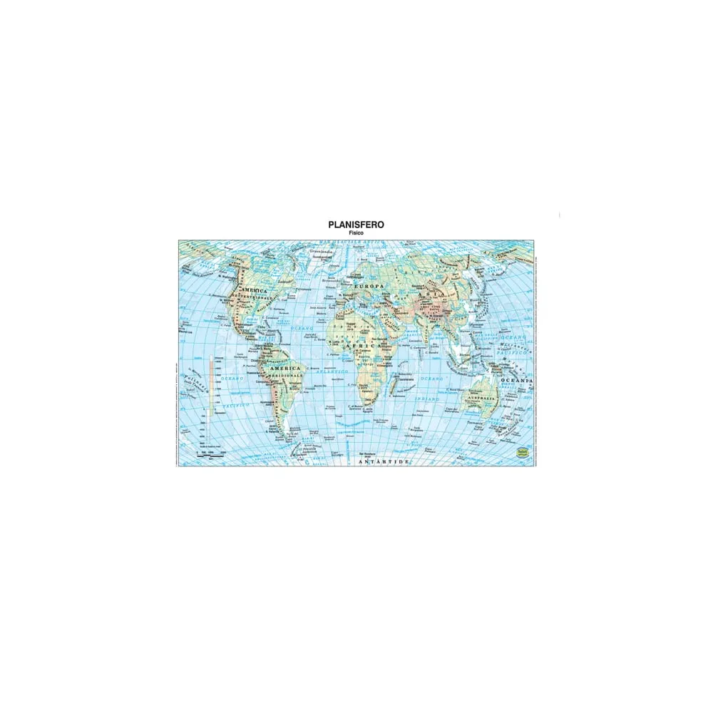 Carta geografica Mondo - scolastica - plastificata - 29,7 x 42 cm - Belletti