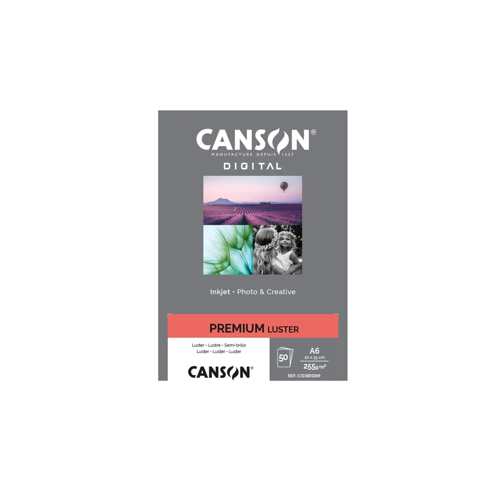 Carta Inkjet Premium - 10 x 15 cm - 255 gr - 50 fogli - lucida - Canson