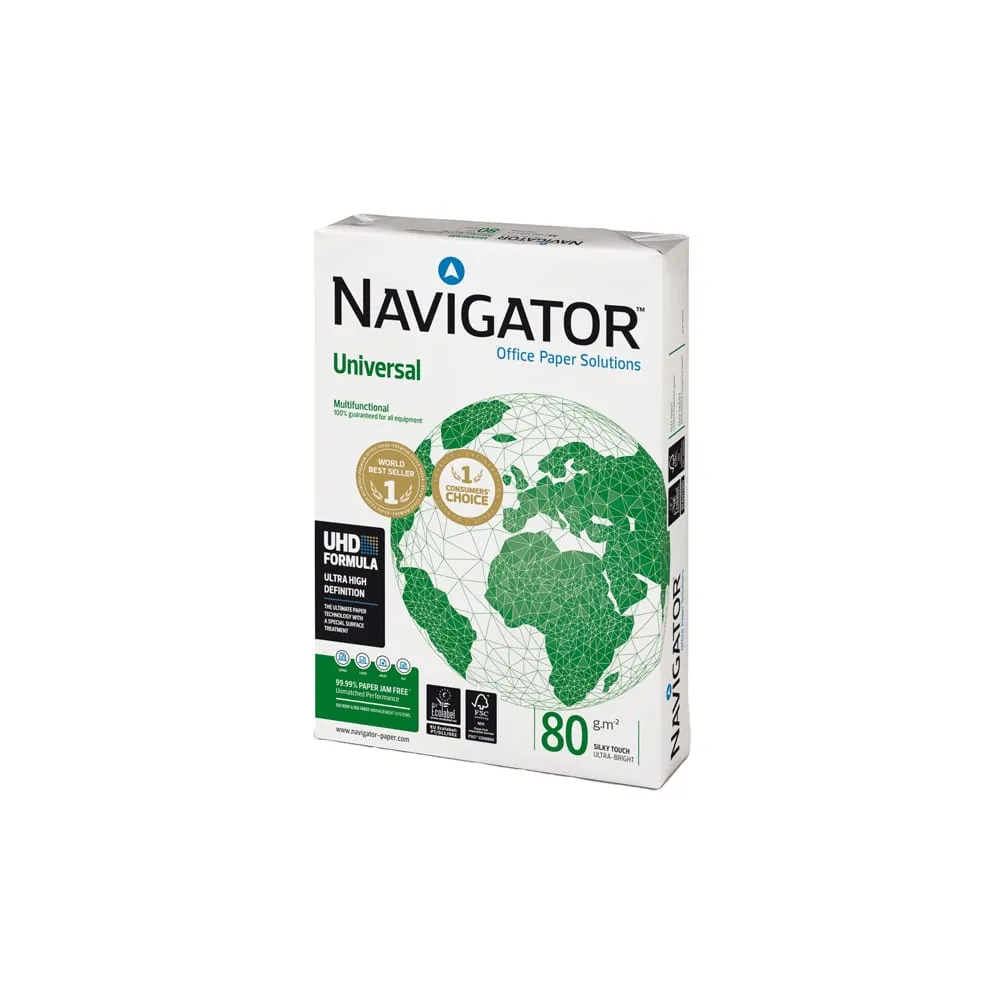 Carta Universal - A4 - 80 gr - bianco - Navigator - conf. 500 fogli (ordine drop max 25 risme)