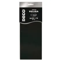 Carta velina - 50 x 76 cm - 20 gr - nero - Deco - busta 5 fogli