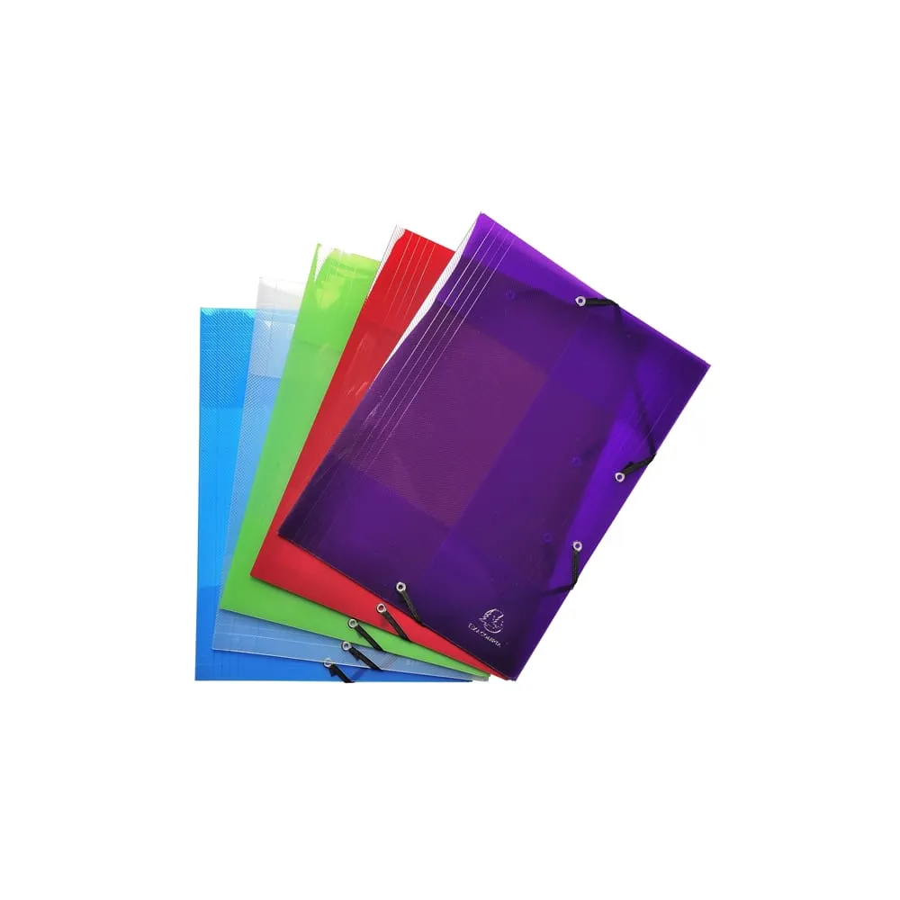 Cartella 3 lembi con elastico angolare Crystal Colours - A4 - PP - colori assortiti - Exacompta